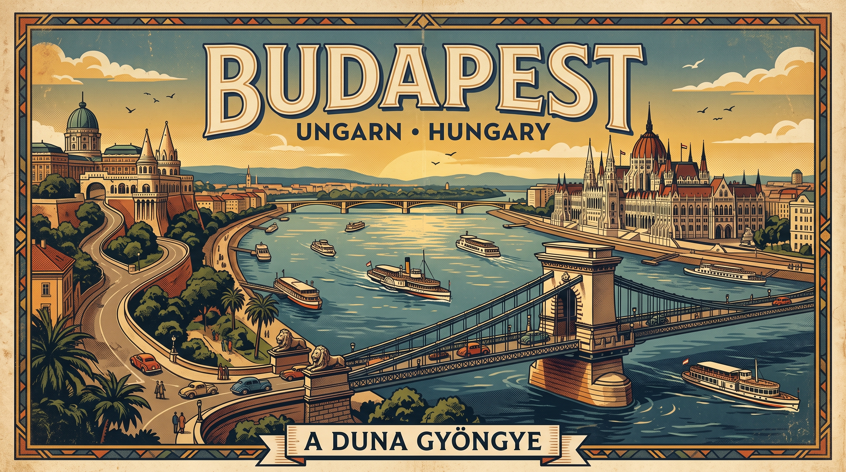 Budapest – retro turisztikai plakát - minta termék
